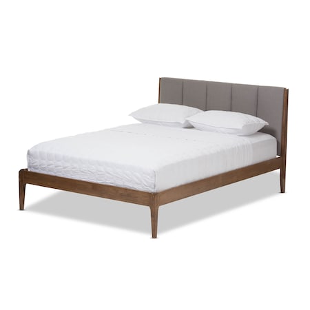 Baxton Studio Ember Light Grey and Brown Finish Wood Queen Size Platform Bed 135-7391
